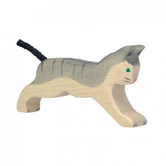 Gato corriendo - animal de madera