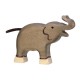 Elefante pequeño con la trompa arriba - animal de madera