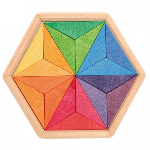Mini puzzle creativo de madera estrella de colores complementarios