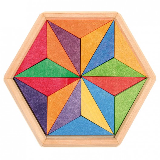 Mini puzzle creativo de madera estrella de colores complementarios