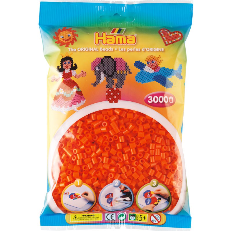 3000 perlas Hama MIDI de color naranja (bolsa)