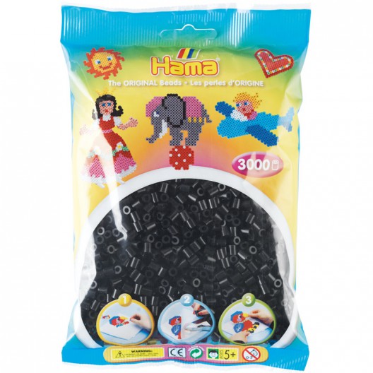 3000 perles Hama MIDI de color negre (bossa)