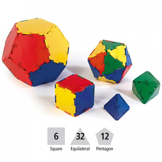 Polydron set para construir Sólidos Platónicos - 50 piezas geométricas