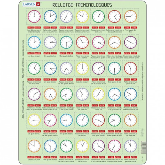 Puzle Educativo Larsen 42 piezas - Rellotge (Catalá)