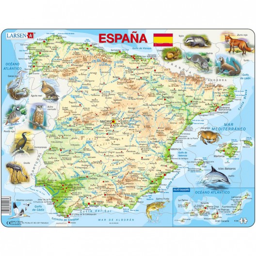 Puzle Educativo Larsen 58 piezas - Mapa España Física 