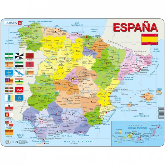 Puzle Educativo Larsen 70 piezas - Mapa España Política 