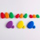 36 piedras tambleantes de goma en colores arco iris con plantillas