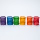 36 Monedas de madera en 6 colores arco iris