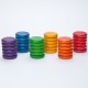 36 Monedas de madera en 6 colores arco iris