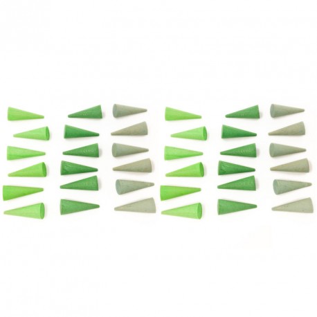 36 piezas en forma de cono de madera para mandalas - Verde