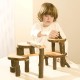 Eco Blocks 72 bloques de madera natural con corteza en bolsa de red