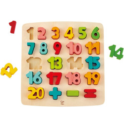 Puzzle encajable de madera números 1-20 - 23 pzas.