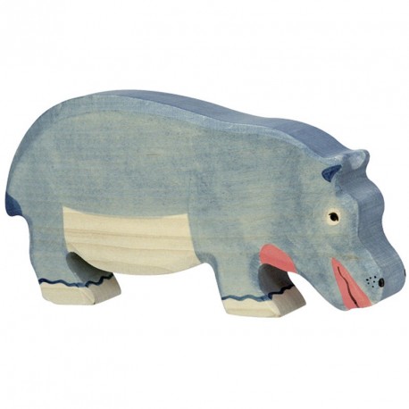 Hipopotamo pastando - animal de madera
