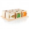 Peekaboo - cajas de madera con cerradura y formas ensartables