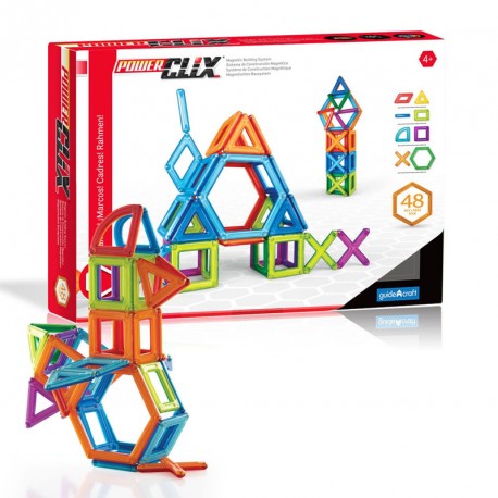 PowerClix marcos 48 piezas imantadas - juguete formas geométricas - kinuma.com