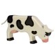 Vaca blanca y negra pastando - Animal de granja de madera