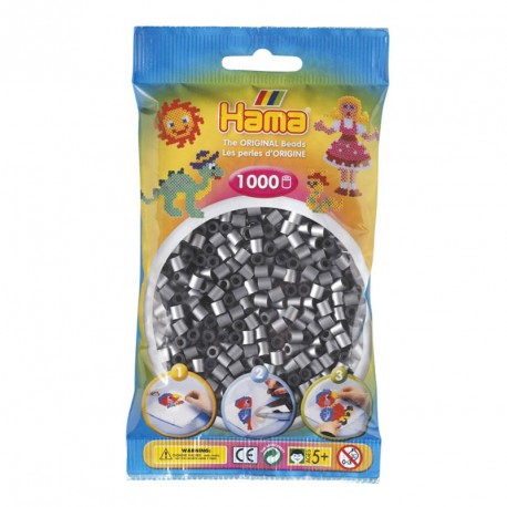 1000 perlas Hama de color plata (bolsa)
