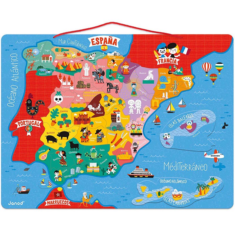 Puzzle mapa de España Magnético de Janod - envío 24/48 h -   tienda de juguetes educativos