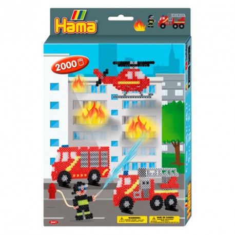 Caja regalo Bomberos - 2000 perlas Hama midi