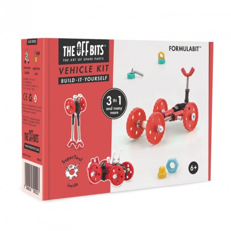 Kit Vehículo Rojo 3 en 1con SuperTool Formulabit - juguete de construcción con piezas de repuesto