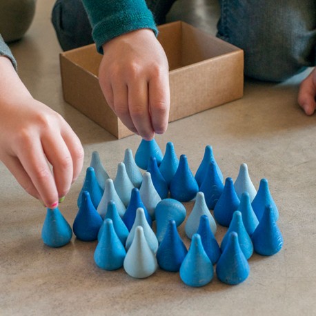 36 piezas en forma de agua de madera para mandalas - azul