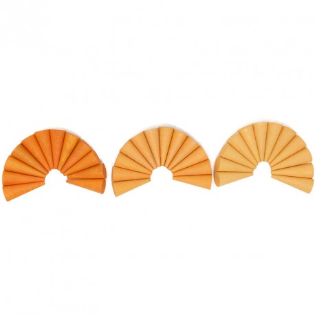 36 peces en forma de con de fusta per a mandales - taronja