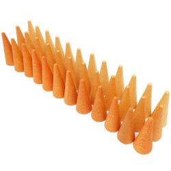 36 peces en forma de con de fusta per a mandales - taronja
