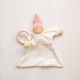 Doudou de algodón orgánico rosa con mordedor de madera