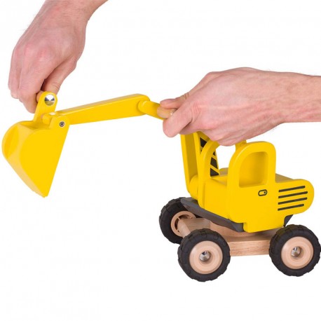 Excavadora amarilla de madera