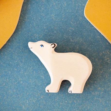 Oso Polar pequeño con la cabeza alta - animal de madera - LIQUIDACIÓN