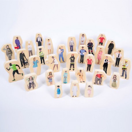Gente de mi Comunidad - 32 bloques de madera de doble cara