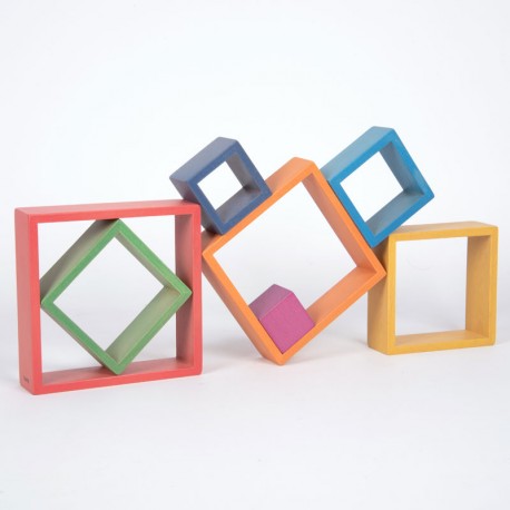 Set de cuadrados arquitectónicos Arco Iris - 7 piezas de madera