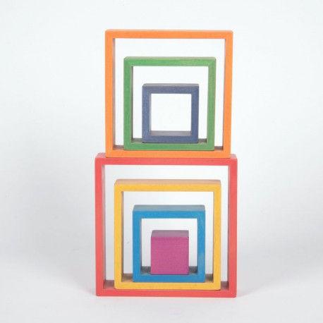 Set arquitectònic de quadrats colors Arc de Sant Martí - 7 peces de fusta
