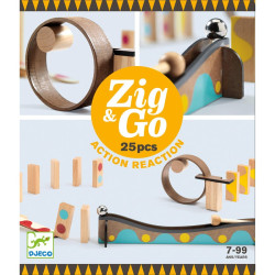 Zig & Go - Joc de fusta de construcció i reacció en cadena 25 peces