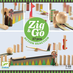 Zig & Go - Joc de fusta de construcció i reacció en cadena 27 peces