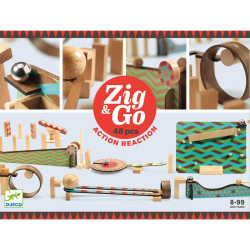 Zig & Go - Joc de fusta de construcció i reacció en cadena 48 peces