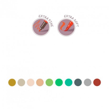10 rotuladores pincel colores terciarios