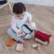 Bossa amb set d'alimentació ninots - joguina de tela i fusta