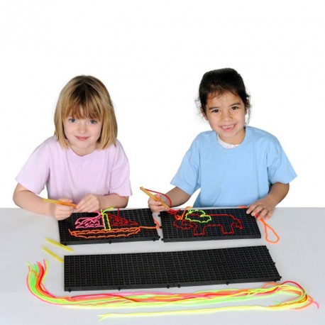 4 tablas negras para coser - con lápices de coser y cordones