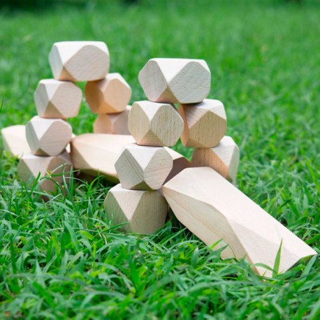 Gemas apilables de madera natural - juego de equilibrio y construcción