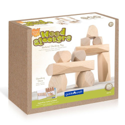 Gemas apilables de madera natural - juego de equilibrio y construcción