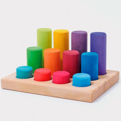 Cilindros encajables de madera colores arco iris - juego de clasificación