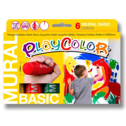 6 PlayColor mural 40g colores básicos - Témpera sólida especial murales