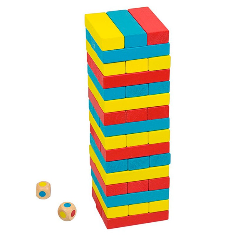 Juego torre de bloques de madera palos de colores de 45 piezas 