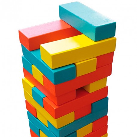 Torre de colors  - Jenga amb blocs de fusta, joc de destresa