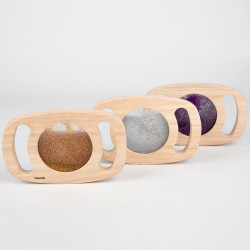Set de tres paneles sensoriales de madera con purpurina