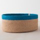 Cistella Artesanal de Jute Natural Franja Blava