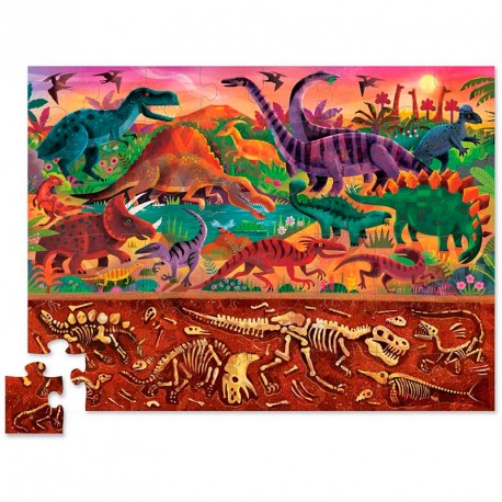 Puzzle de suelo Encima y Debajo Dinosaurios - 48 pzas.
