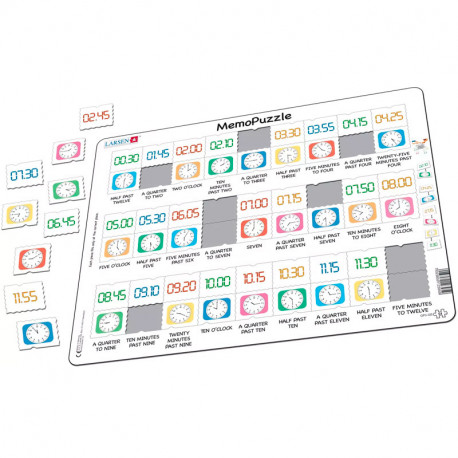 Puzle Educatiu Larsen 54 peces - Memo Puzle Les hores en anglès