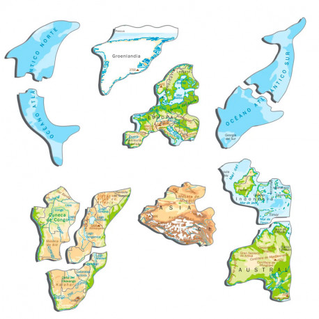 Puzle Educativo Larsen 80 piezas - Mapa El Mundo Físico (catalán)